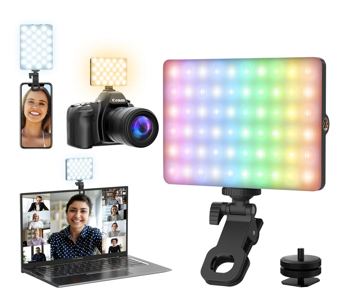 RGB Selfie Light for Phone, 90 LED Phone Light with 360° Full Color CRI 95+ Dimmable 2500K-8500K, 3000mAh Video Light for Phone iPad, Laptop, Makeup, TikTok, Selfie, Vlog, Video Conference