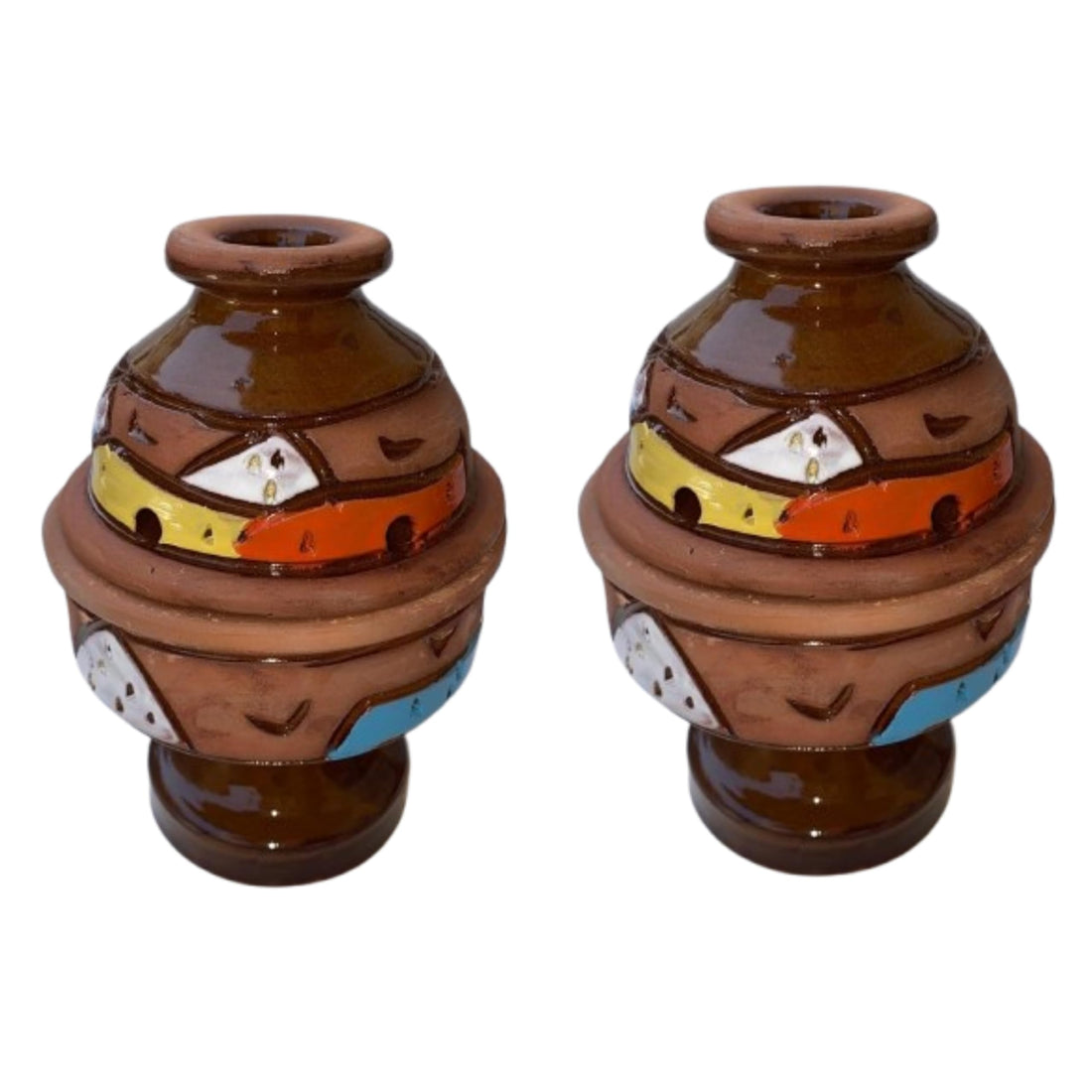 Pair of Traditional Egyptian Pottery Incense Burner – Handmade Ethnic Design – Arabic Incense Burner for Home and Decoration – Suitable for Gifts and Occasions Shape (6)