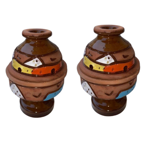 Pair of Traditional Egyptian Pottery Incense Burner – Handmade Ethnic Design – Arabic Incense Burner for Home and Decoration – Suitable for Gifts and Occasions Shape (6)