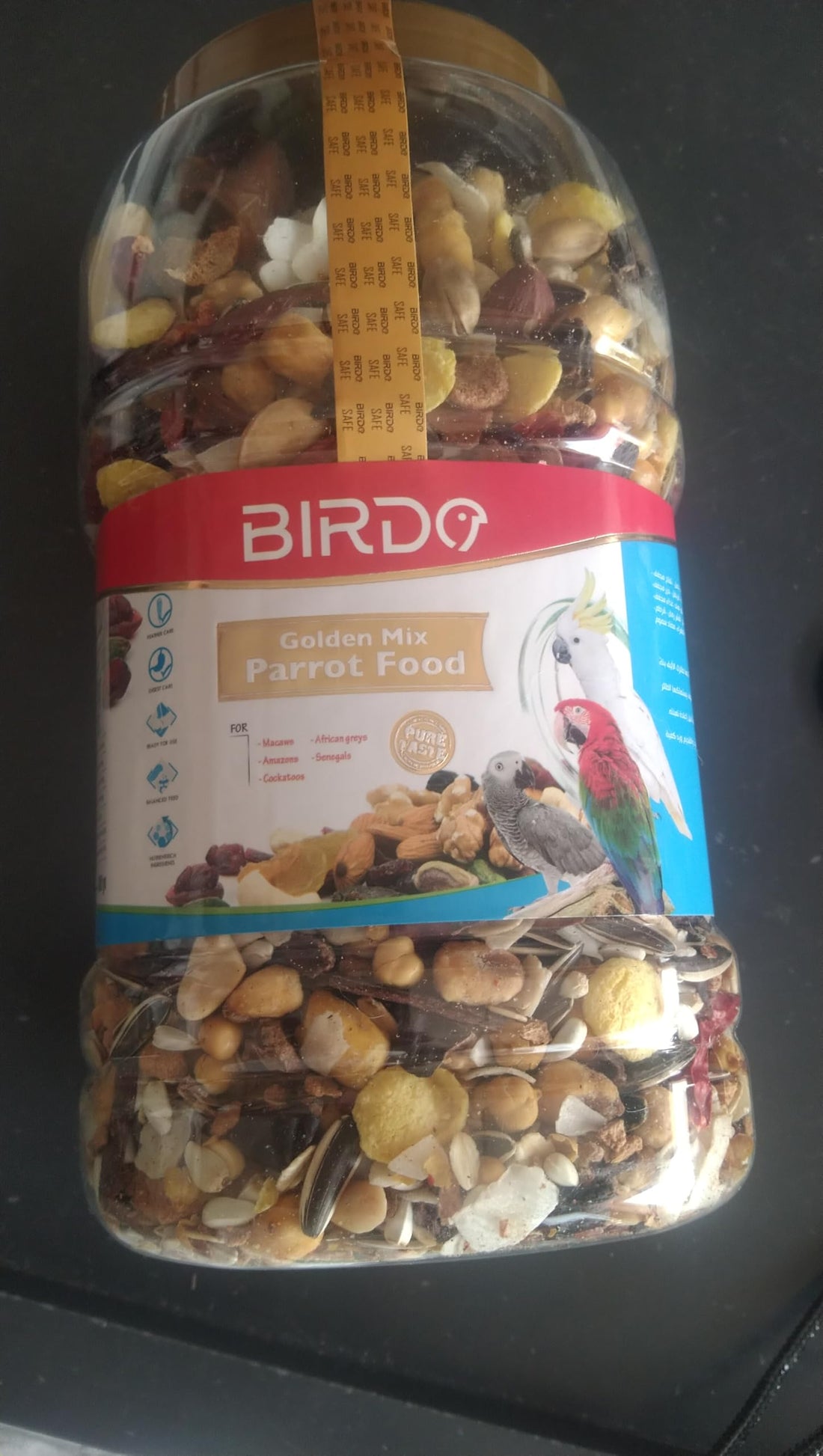 Birdo Golden Mix Parrot Food Natural Dried Fruits and Nuts Mix, Suitable for Macaw, Amazon, Cockatoo, 1kg