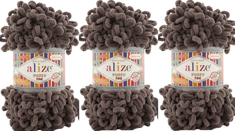 Alize Puffy Fine Yarn Baby Blanket Yarn Lot of 3skn 300gr 48yds 100% Micropolyester Soft Yarn Hand Knitting Yarn Super Chunky Bulky Woven Worested Yarn (305)