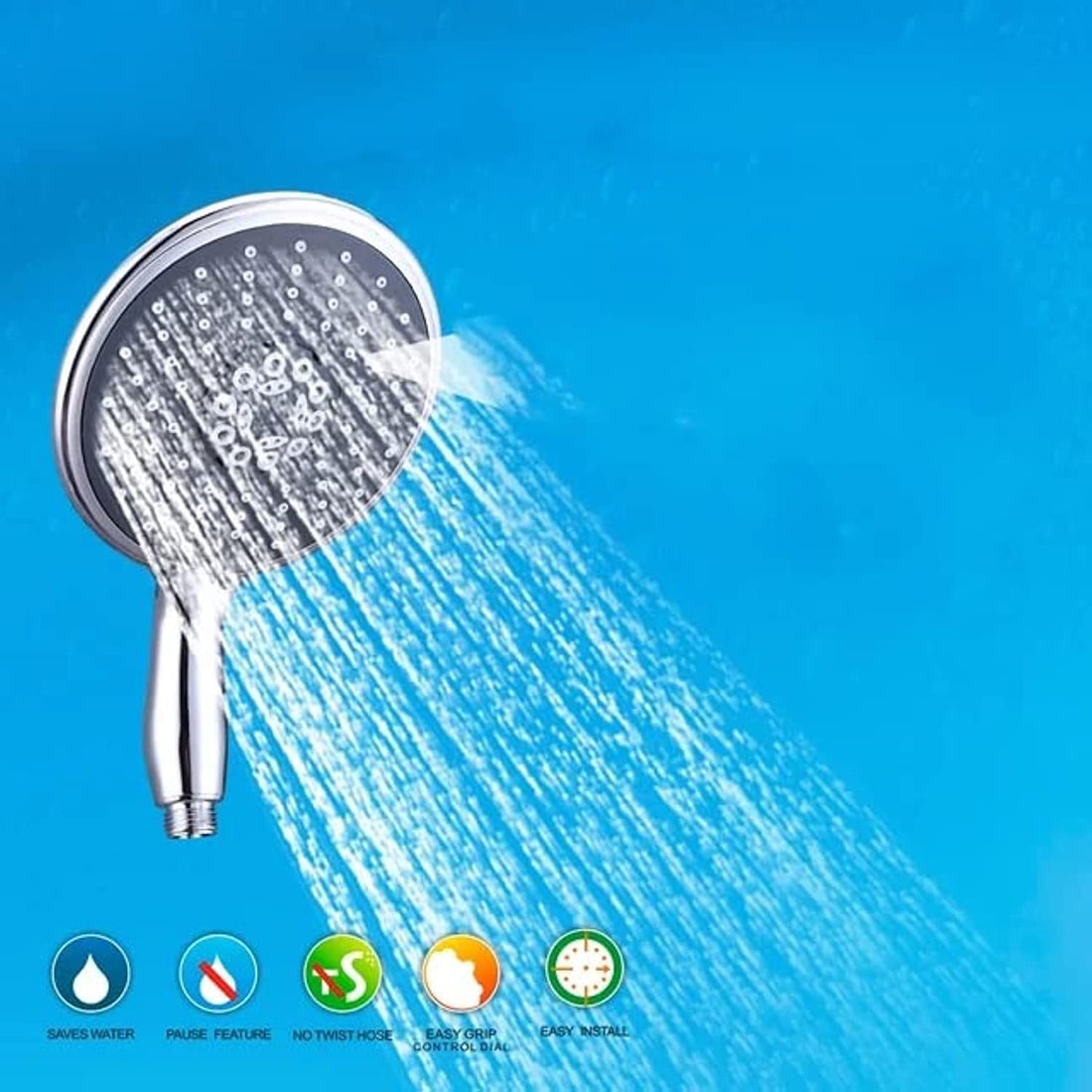 Shower Head with Hose and Holder (Round)