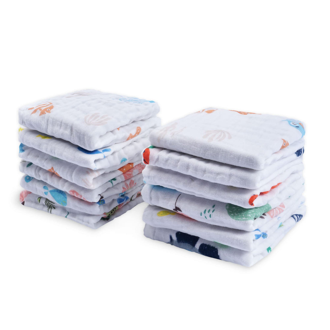 Viviland Baby Face Cloths of 12 Baby Muslin Towels Set for Sensitive Skin, Cotton Bath Towel, Soft Newborn Face Towels, Baby Burp Cloths 30 x 30 cm