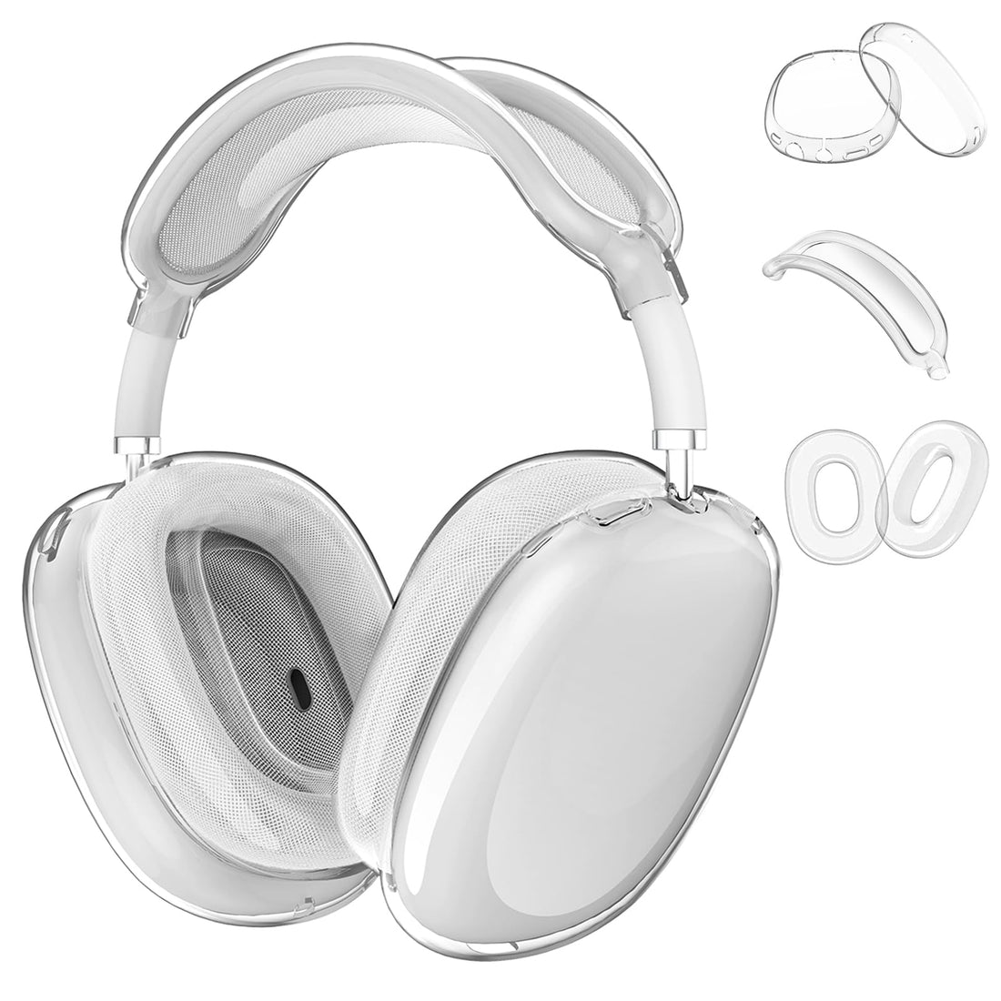 for 3 in 1 AirPods Max Case Clear,Soft TPU Ear Pad Case Cover/Ear Cups Case Cover/Headband Cover for Airpods Max Case Cover,Clear Protecitve Case for AirPod Max Headphone Accessories-Crystal