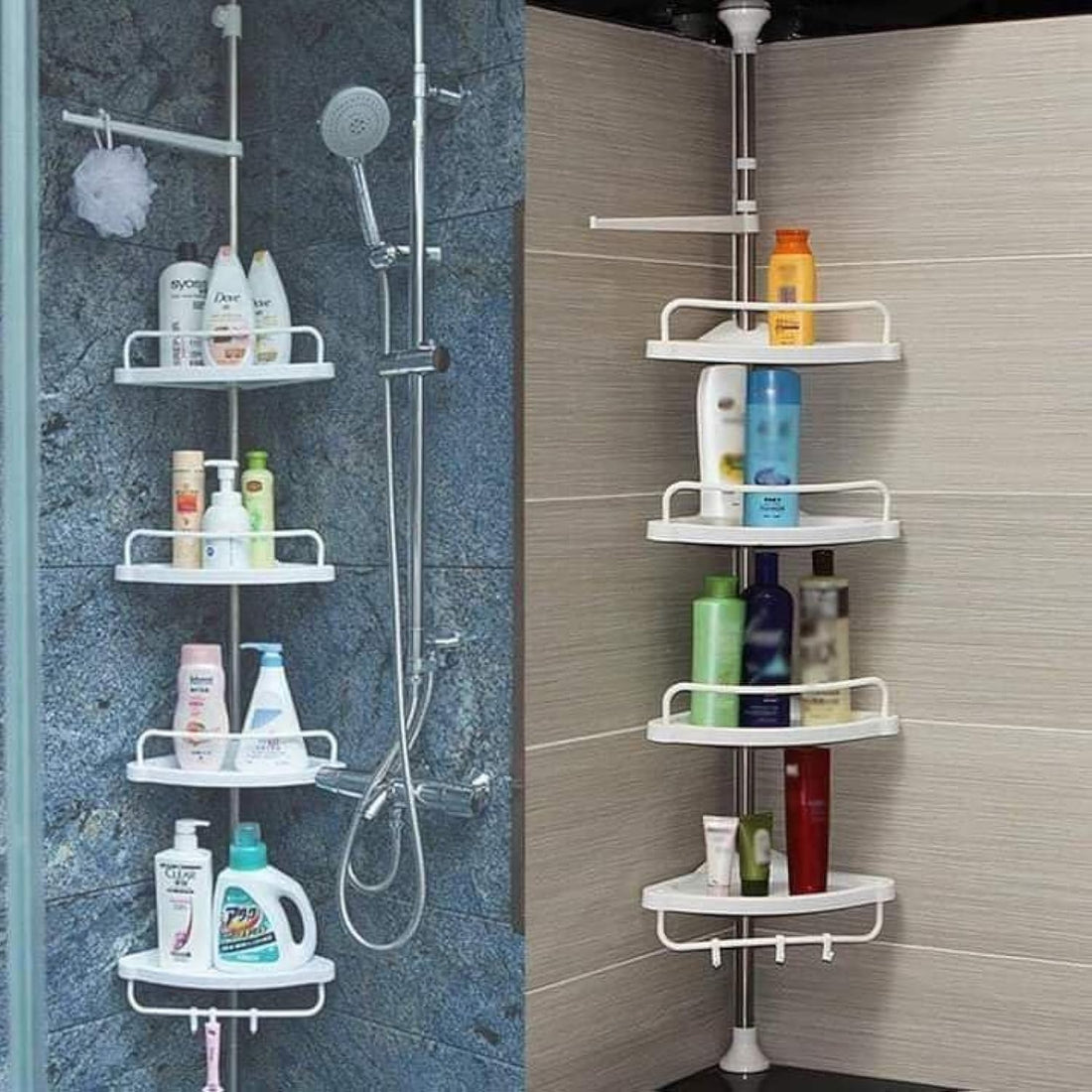 Corner bathroom 4 floors plastic white