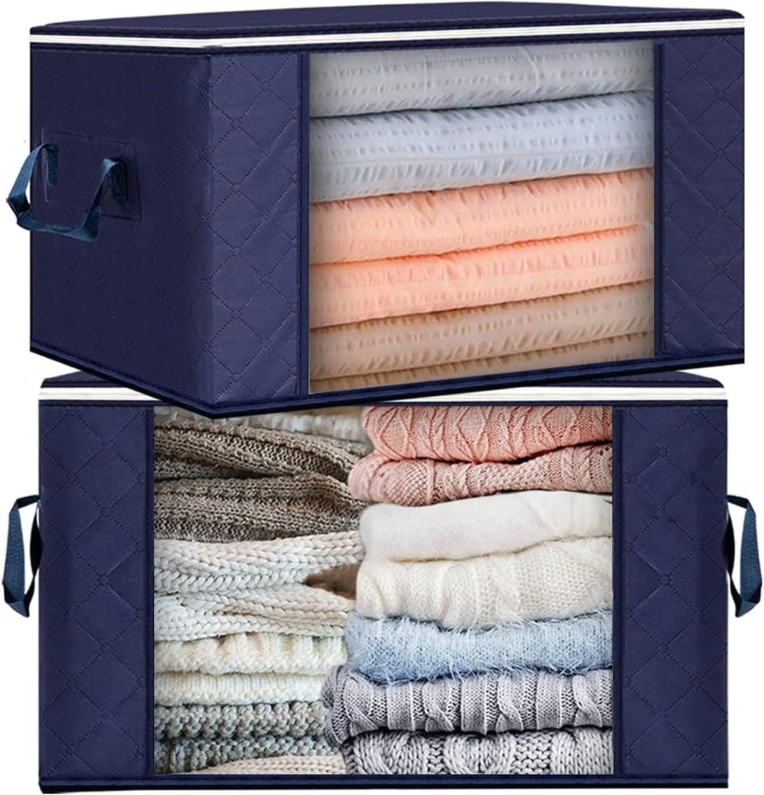 Foldable Clothes Bag Organizer Thickened Fabric with Reinforced Handle Space Saver for Blankets, Sheets, Mattresses, Clothes