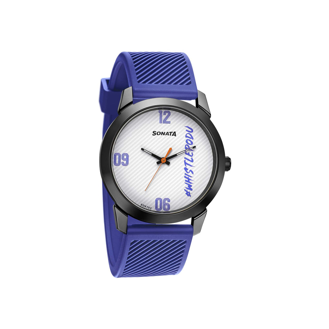 Sonata Watch for Men, Automatic Movement, Analog Display, Blue Thermoplastic Polyurethane Strap-77107NP02