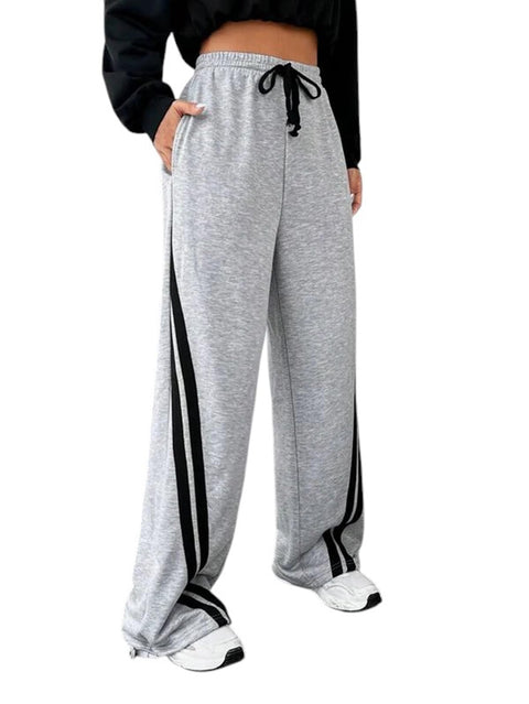 MEZA Women's Wide Sweatpants, Imported Diving, Two Slant Front Lines Wide Leg High Waist