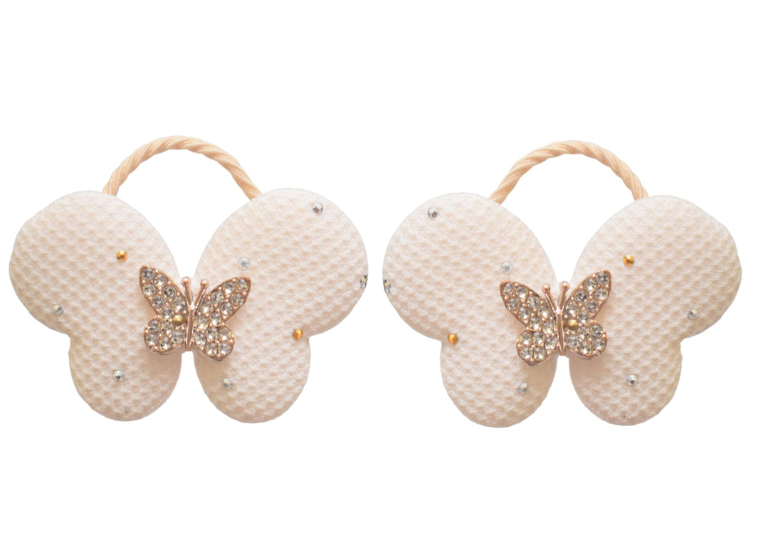 Daphne 2 Pieces Butterfly Shape Hair Ties - Off White