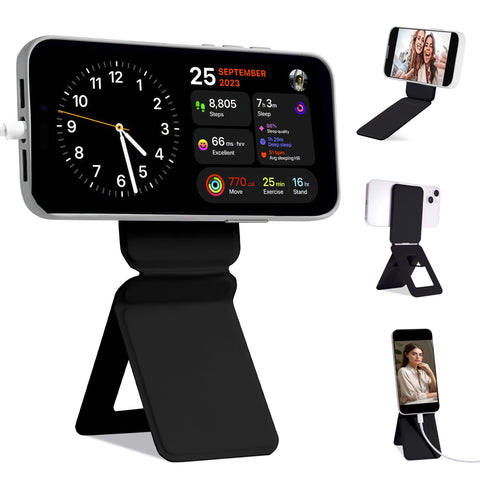 Phone Grip Phone for Magsafe Tripod Stand Compatible with iPhone 15/14/13/12 Series Angle Adjustment & Strong Invisible Selfie Stick Tripod (Black)