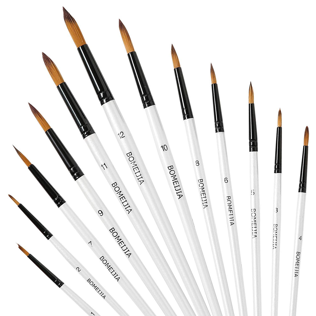 GETHPEN BOMEIJIA Paint Brushes for Acrylic Painting Set, 12 PCS Nylon Professional Round Paint Brushes for Watercolor, Oil Painting, Acrylic, Face Body Nail Art, Crafts, Rock Painting