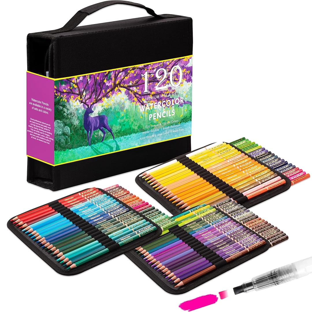 Kalour Premium Professional Colored Pencil Set with Canvas Bag 120-Pieces BDWCP120