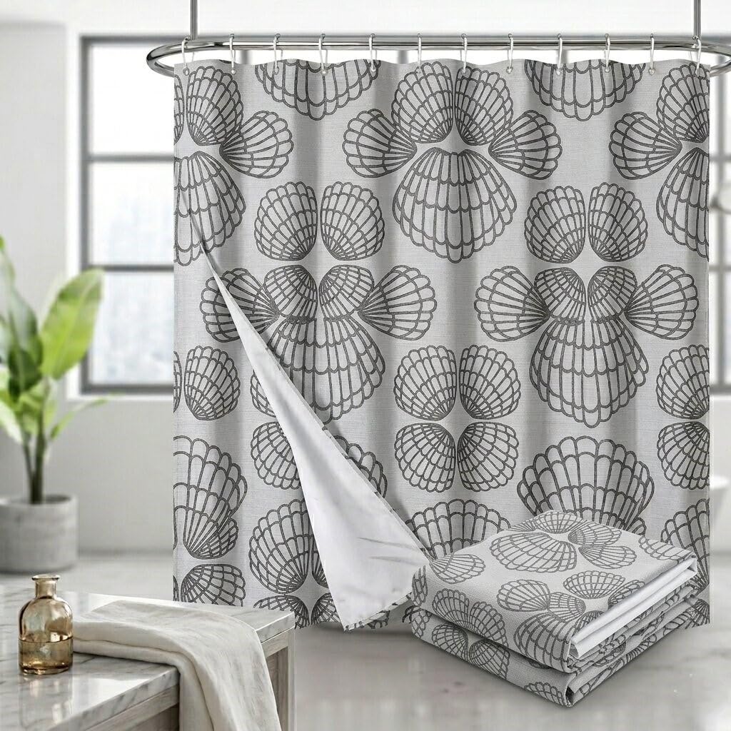 Gold Botanical Waterproof Shower Curtain – Modern Banana Lotus Leaf Design – 71 x 71 inch (180 x 180 cm) – Elegant Decorative Shower Curtain for Bathtub with Splash Guard (Silver Trim)