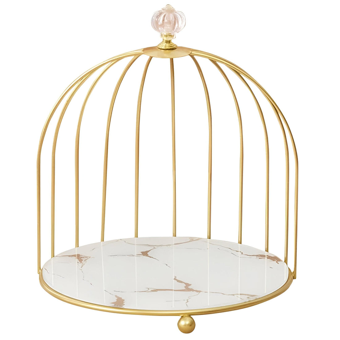 Cosmetic Storage Holder - a metal organized with a bird cage-shaped layer to store makeup, perfume bottles and skin-care products with space-saving design