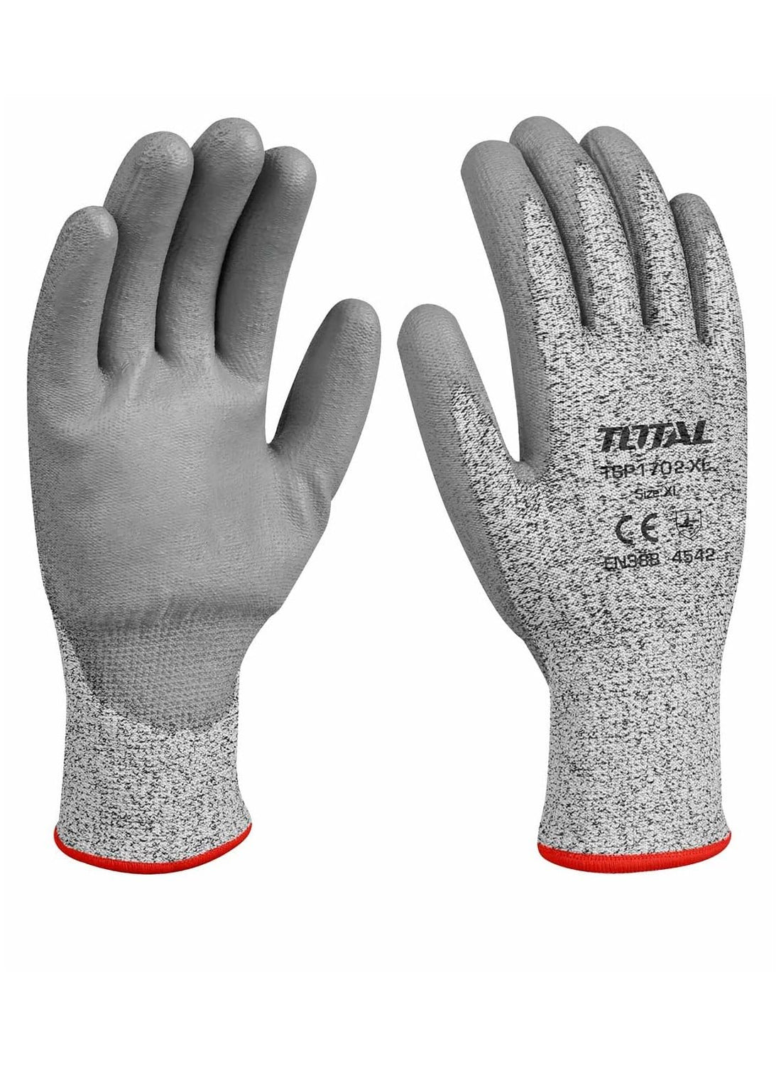 TOTAL Level 5 Cut Protection Gloves, Glass Handling, X-L - TSP1702-XL