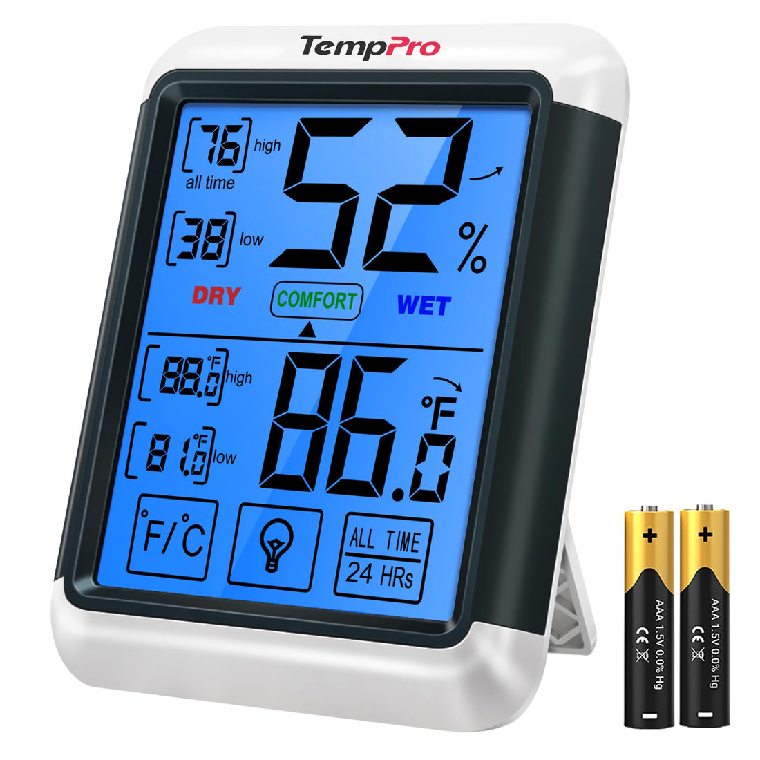 ThermoPro TP55 Digital Hygrometer Indoor Thermometer Humidity Gauge with Jumbo Touchscreen and Backlight Temperature Humidity Monitor