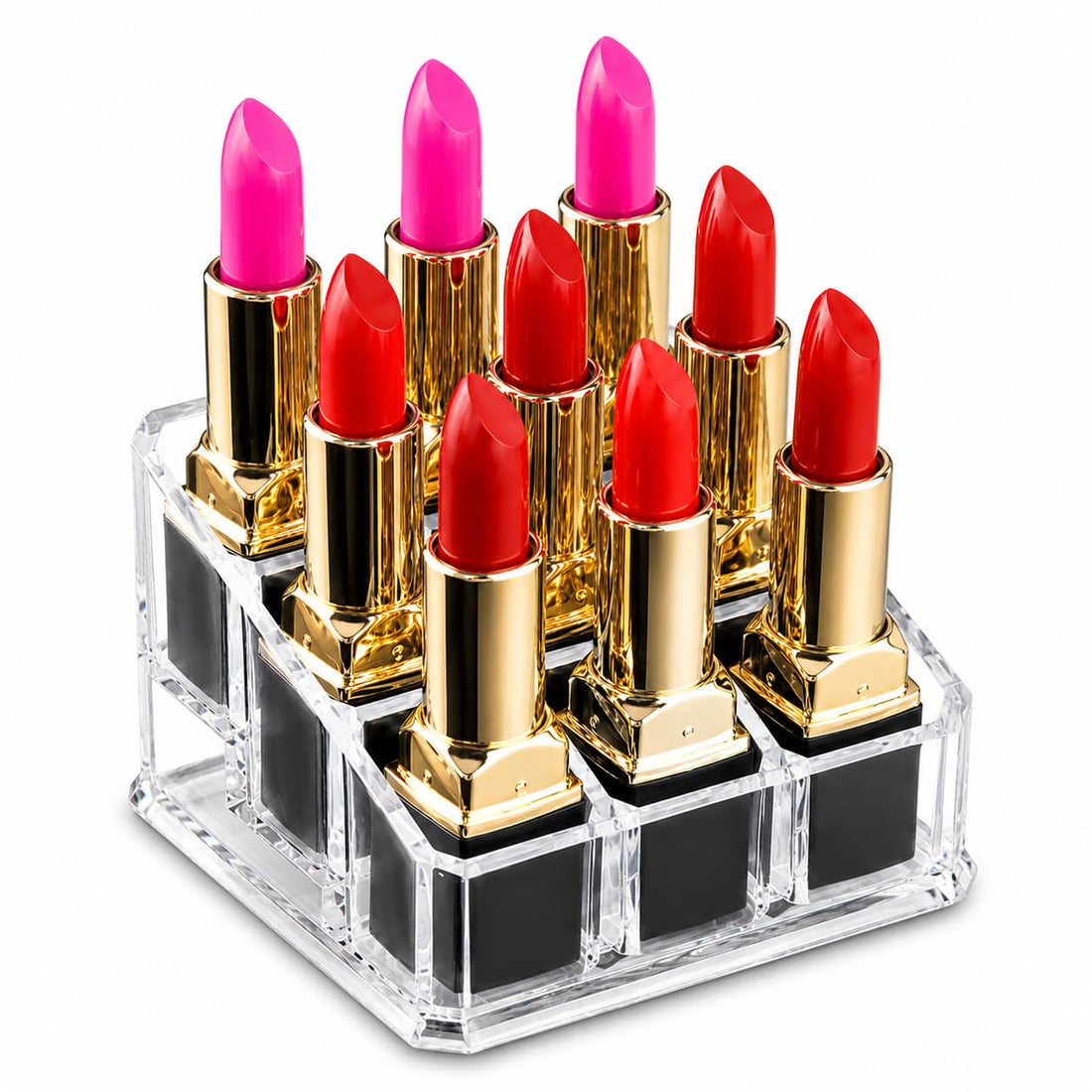 Acrylic Makeup Storage Organizer for Lipsticks and Small Cosmetics, Clear Beauty Holder with Modern Design for Vanity Tables and Makeup Counters