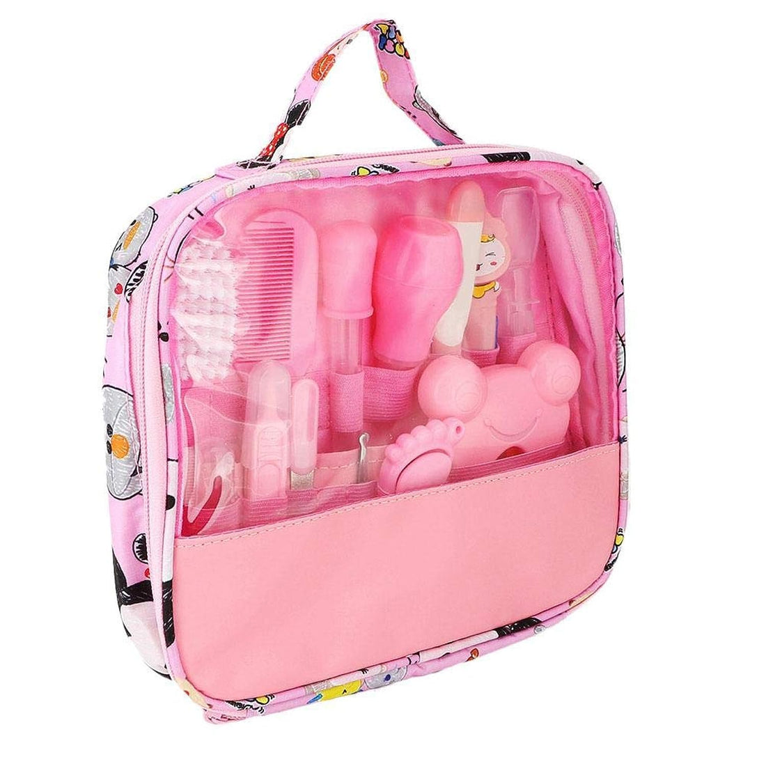 13Pcs Baby Nail Care - Baby Grooming Kit & Cleaning Kit for Infant Personal Daily Cleaning, Newborn Manicure Set Baby Health Care Kit Nail Clippers Hairbrush Tool with Cute Case(Pink)