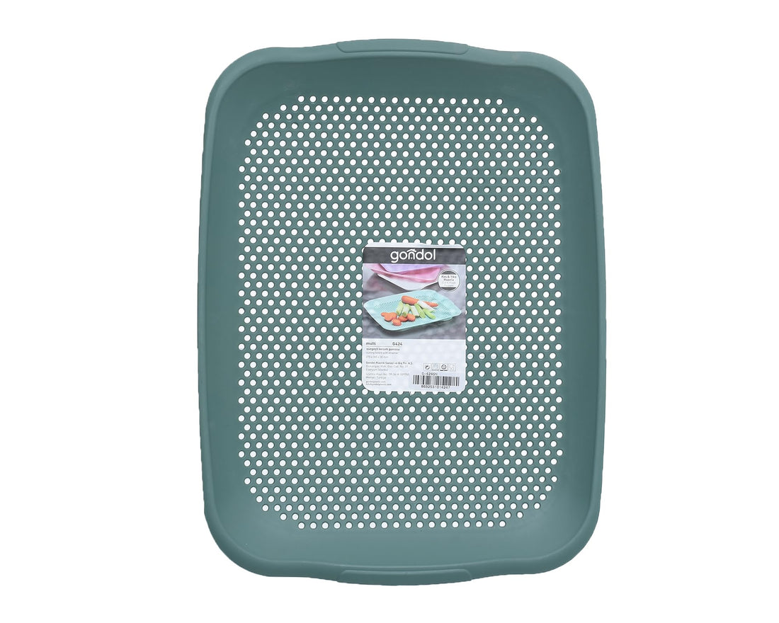 Gondol Multi Chopping Board With Strainer (365 * 275 * 30 mm) Green