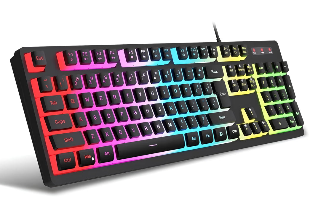 كيبورد جيمنج ميكانيكال بإضاءة RGB - تصميم احترافي 104 زر - كابل 1.5 متر - منفذ USB - تدعم مختلف الأنظمة - GK-915P
