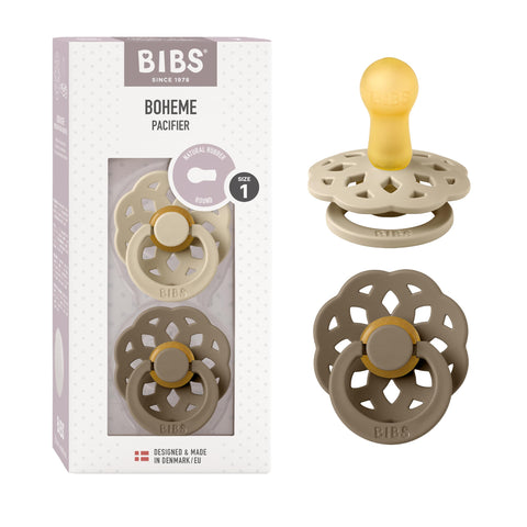 Bibs Pacifier Boheme 2 Pack Latex Size 1 Vanilla/Dark Oak