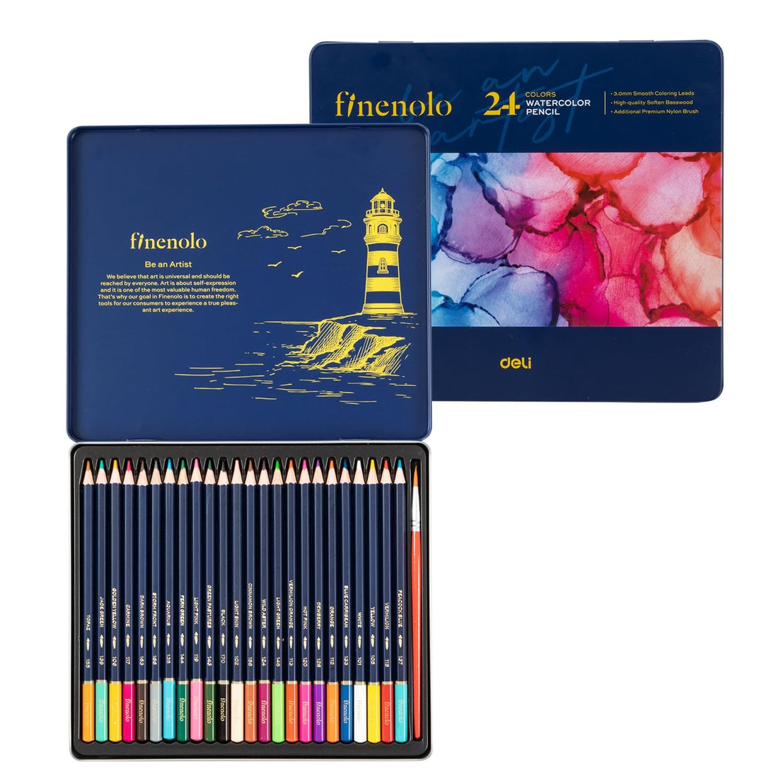 Deli EC129-24 Colored Pencil 24-Pieces Set, Multicolor
