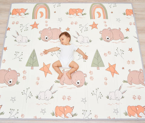 KIDSZONE Play Mat for Baby XXL Thick Foam Foldable Reversible Play Mat for Baby - Motor Skills Mat Promoting Sensory Development (120 * 180 cm)