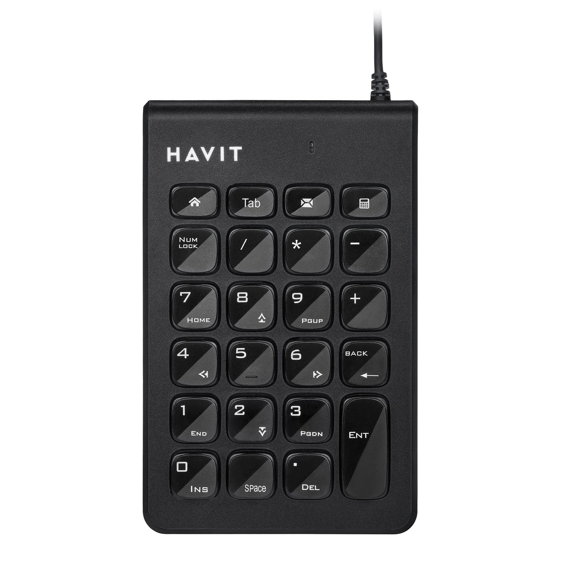 havit Number Pad, USB Numpad for Laptop Desktop Computer, Wired 23 Keys Numeric Keypad with Calculator for Accountants, Black, KB223