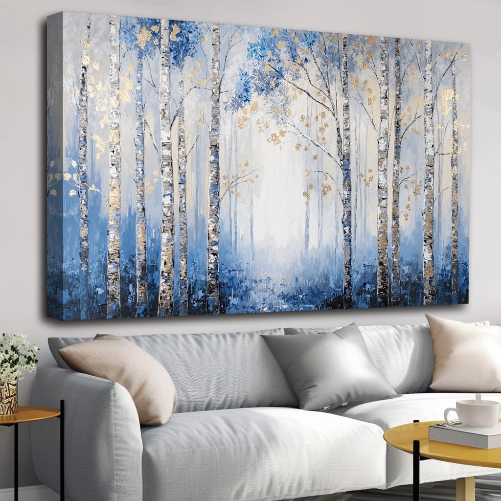 Large Forest Landscape Wall Art Framed Canvas Print for Living Room, Bedroom, Dining Room, Home Office Modern Nature Inspired Decor Ready to Hang for Wall Decoration - 32"x48"