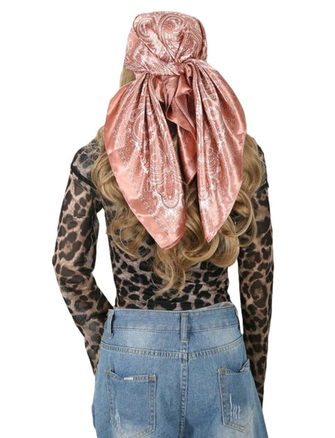 1 Piece Women Multifunctional Fashion Pink Paisley Satin Head Scarf Scarf Fashion Lightweight Head Accessory