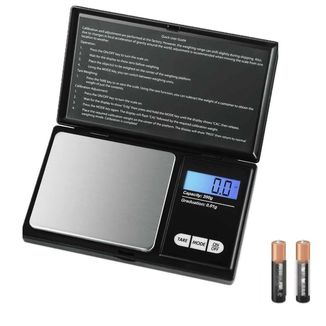 200g X 0.01g Digital Mini Pocket Scale, Weight Gram Scale for Kitchen with Backlit LCD Display, Portable Travel Jewelry Herb Scale for Small Food