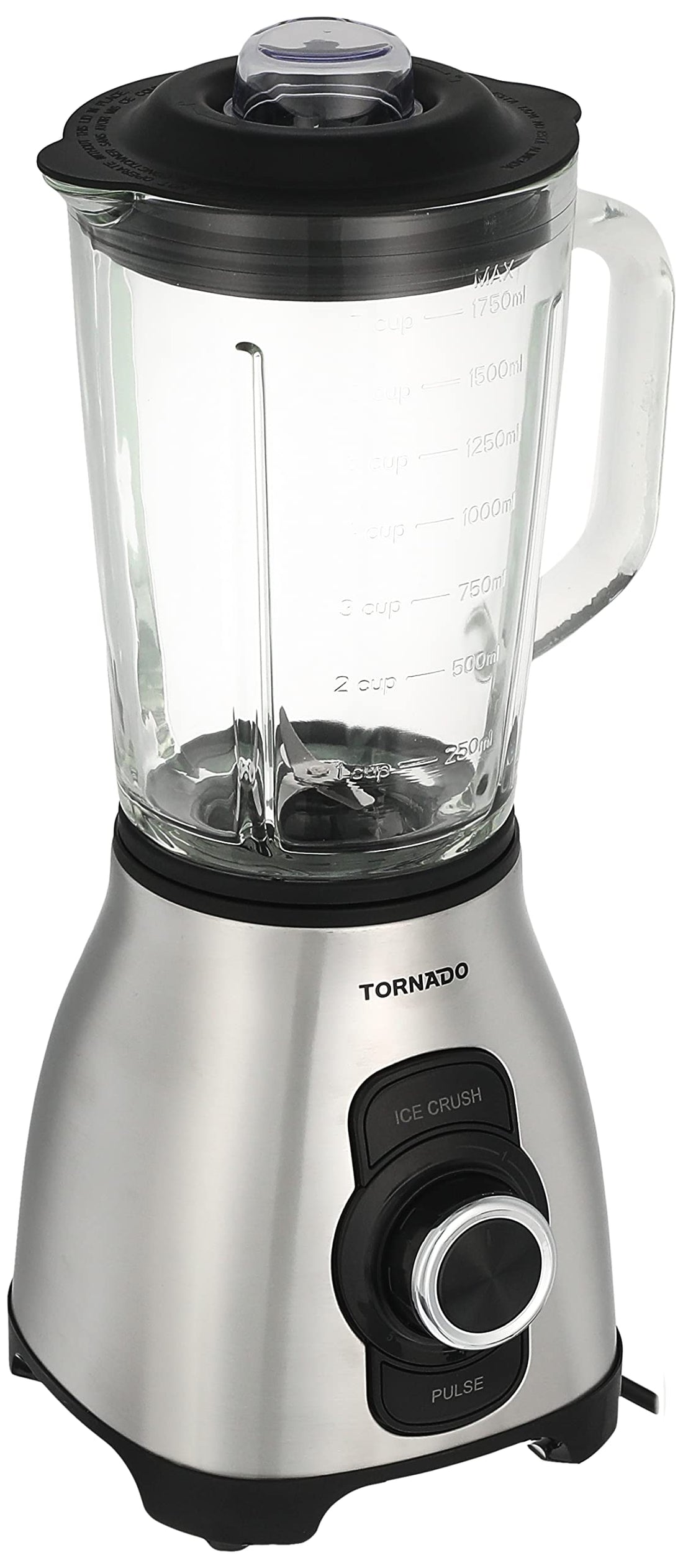 TORNADO Electric Blender 800 Watt 1.75 Liter 5 Speeds Silver BL-800T