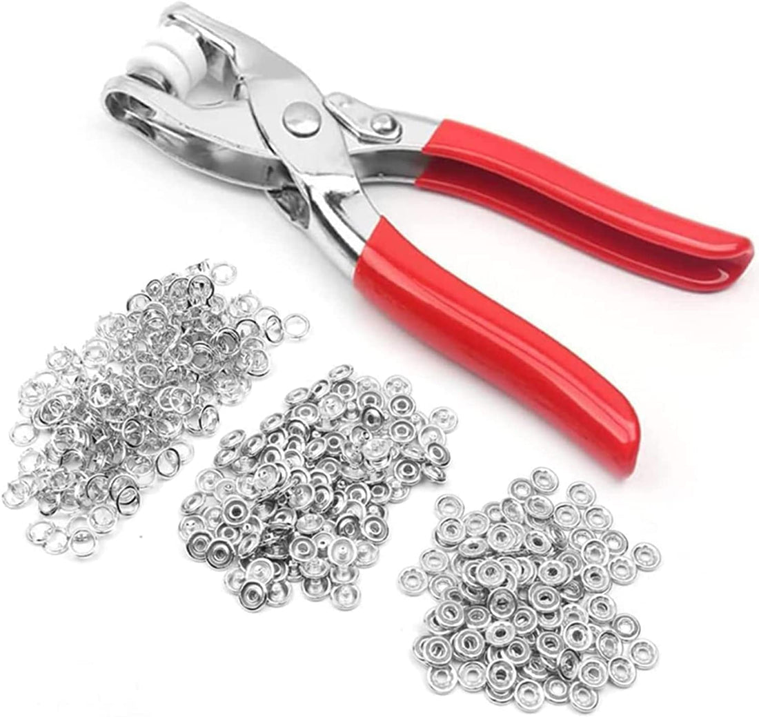 150 Set Snap Fastener Kit Press Studs Snap Fasteners No Sewing, Five Claw Buckle Tool Set with Hand Pressure Pliers Tool Poppers Fasteners Kit, Press Stud Kit Buckle Tool Set for Jeans Bodysuit Bags