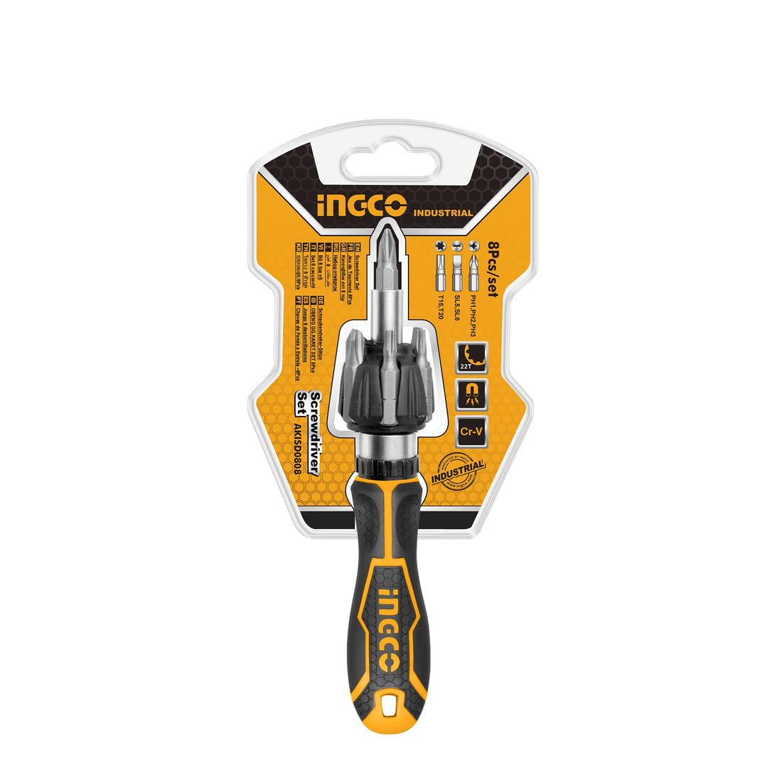 Ingco Ratchet Screwdriver Set, 7pcs 25mm Screwdriver Bits, Ratchet Handle for Home Use, Woodworking, DIY, Industry
