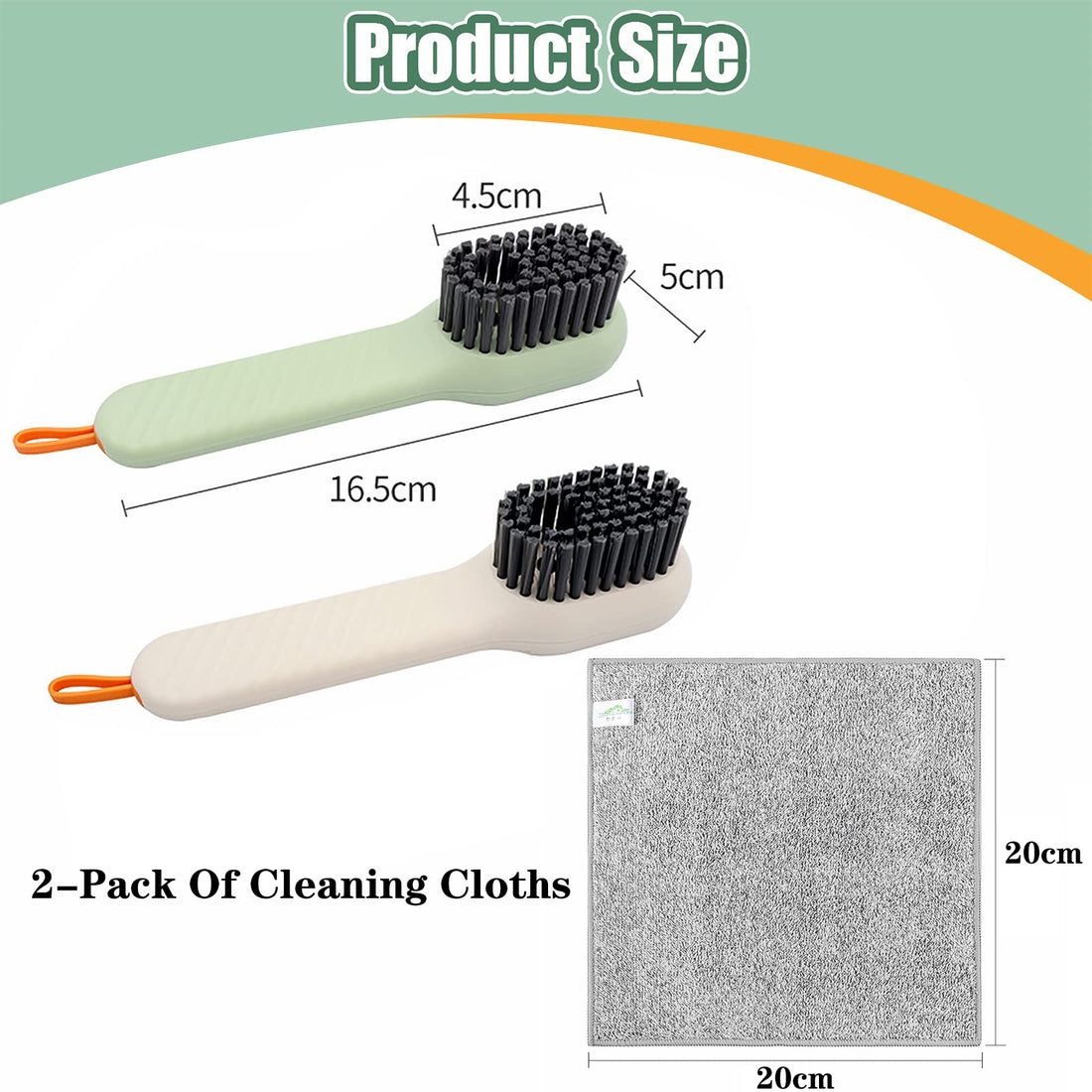 Liquid Adding Soft Fur Cleaning Brush, Multifunctional Cleaning Brush with Soap Dispenser, Multifunctional Liquid Shoe Brush, 2 Brushes + 2 Cleaning Cloths for Home Cleaning, Shoe Washing, Laundry