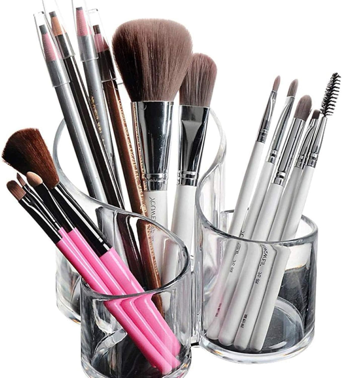 Cosmetic Brush Holder – Stylish 3-Slot Makeup Organizer for Brushes & Beauty Tools, Compact Size for Vanity Table or Shelf