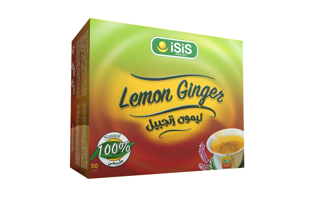 iSiS Natural Lemon & Ginger Herbal Tea – 50 Envelopes