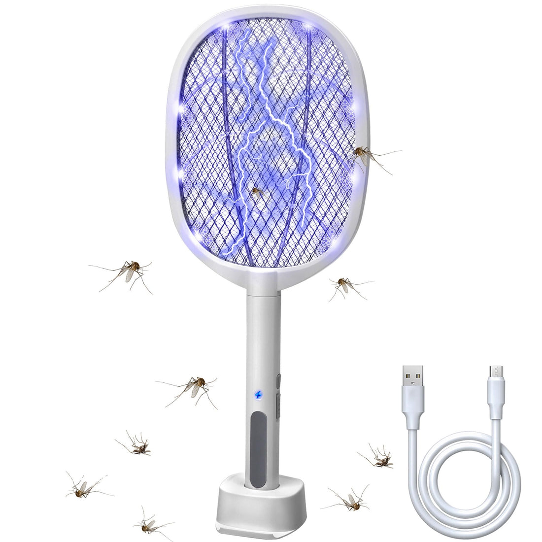 Lulu Home 2-in-1 Electric Bug Zapper Racket, USB Charging Portable Fly Killer Racquet for Indoor Outdoor Use