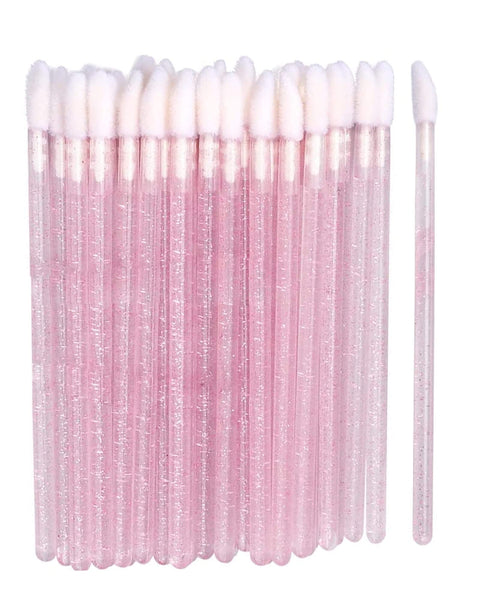 50pcs Disposable Lip Brushes Make Up Brush Lip Gloss Applicators Lipstick Wands Tool Kits Lip gloss Applicators Tester Wands for Makeup ＆ Gift Ideas (Pink Crystal)