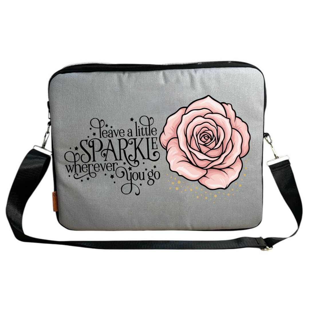 Laptop bag,15 inch laptop case-grey- One sided printing with motivational quotes- Gift for her, Formal bag, We print your gift