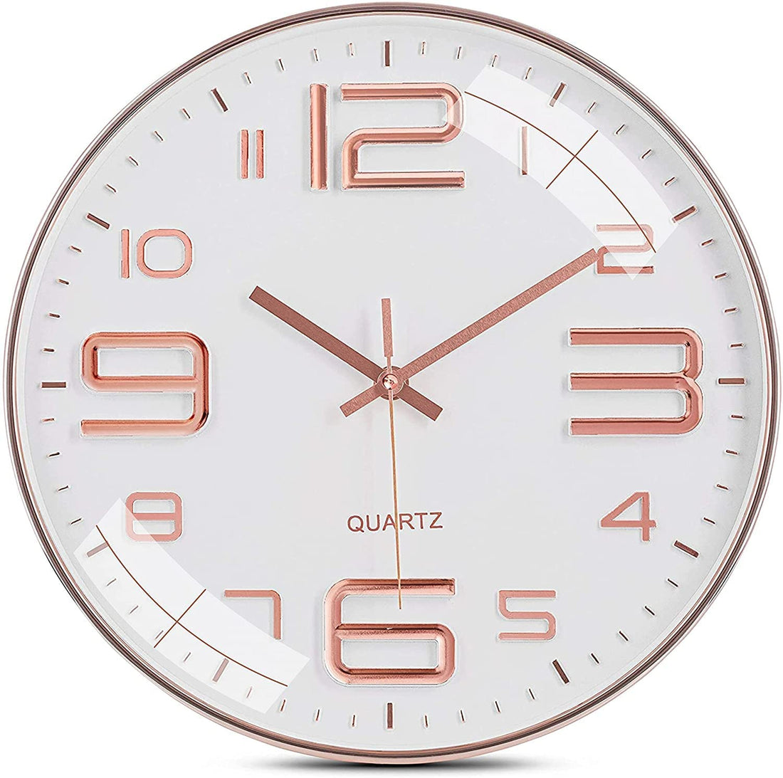 TEKCOOL Wall Clock 12" Silent Quartz Decorative Latest Wall Clock Non-Ticking Classic Clock Battery Operated Round Easy To Read For Room/Home/Kitchen/Bedroom/Office/School - Analog, Plastic Rose white