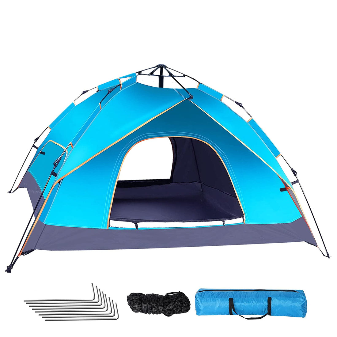 Camping Pop up Tent, 3-4 Person Portable Tent Instant Easy Set up Tent Waterproof Windproof Automatic Tent for Hiking Camping Mountaineering(Blue)