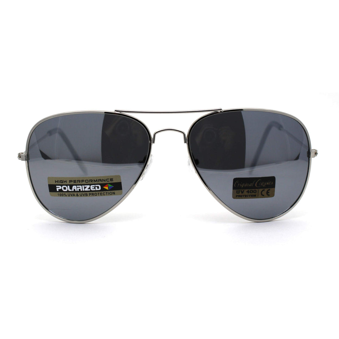 Air Force Polarized Silver Mirror Lens Police Style Cop Pilots Sunglasses, One Size
