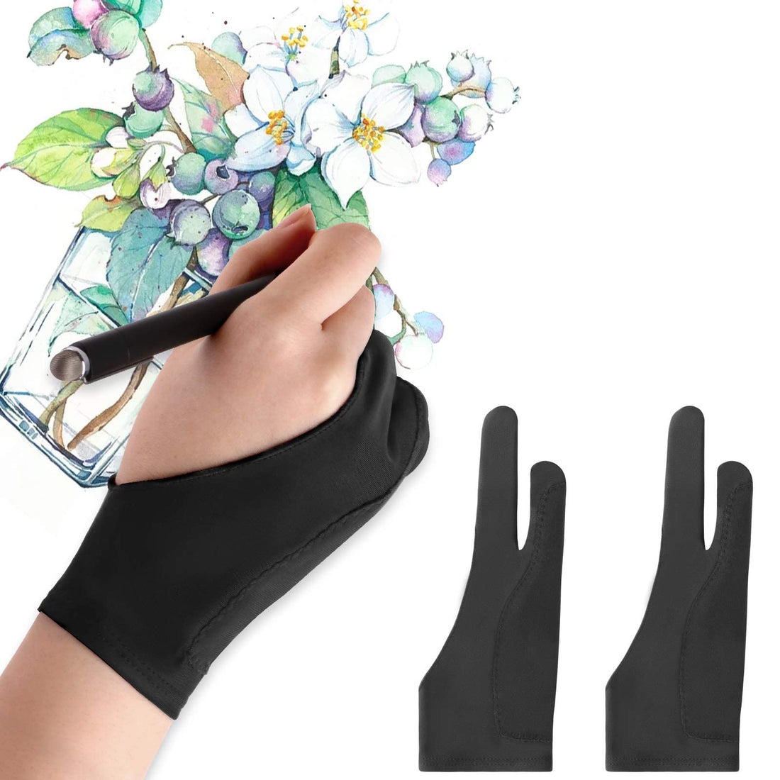 ZORBES 1 Pair Artist Gloves Digital Drawing Glove Two Finger Glove for Wacom Tablet Artist Gloves, Graphic Drawing Gloves Tablet Gloves