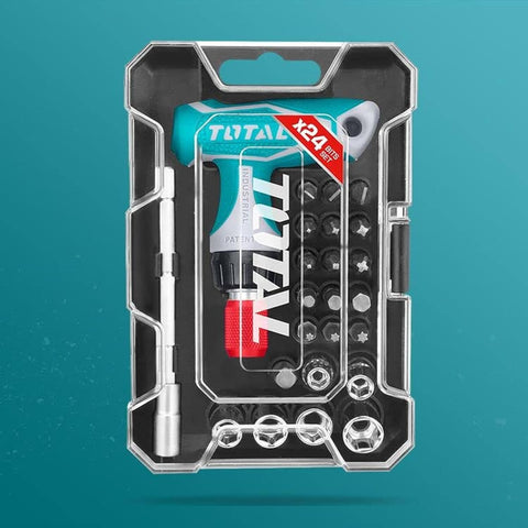 Generic Premium Quality T.O.T.A.L 24 pcs Bits Set with T-Handle Ratchet Wrench - (TACSD30186)