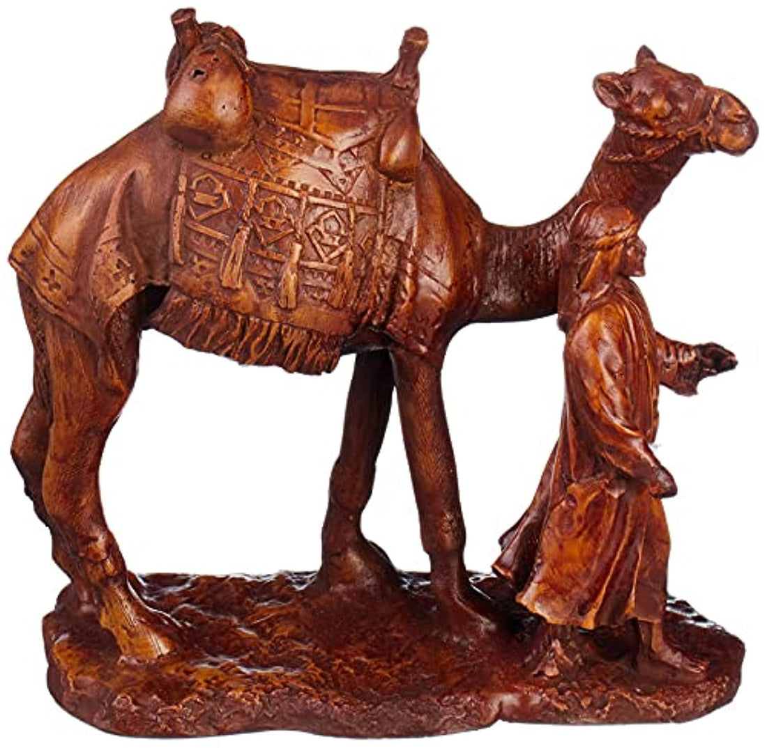 JAZZEEL Decorative Camel Shaped Statue in Brown, Small Animal Figurine for Home Decor, Shelf Ornament, and Collectible Souvenir, Rustic Desert Theme Accent