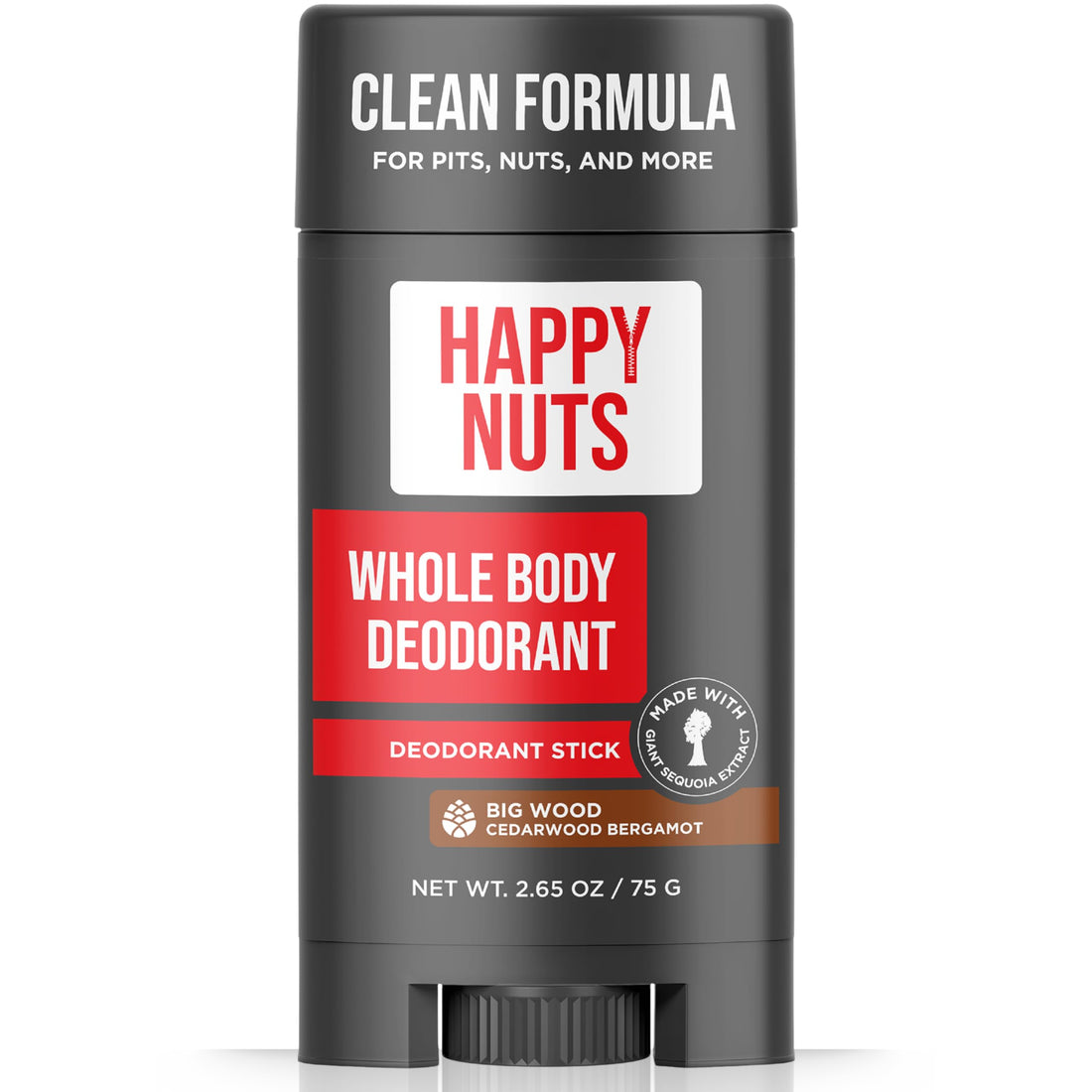 Happy Nuts Whole Body Deodorant for Men - Full Body Odor Control - Ideal for Perfect for Pits, Groin, Butt, and More - All Day Confidence - Powerful & Effective Men's Deodorant (Big Wood)