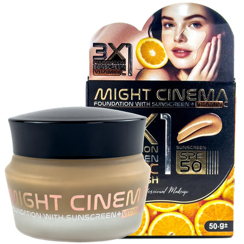 Might Cinema - Foundation, 3X1 Foundation & Sunscreen & Vitamin C, Flawless All Day Effect Foundation With Vitamin C, SPF 50, Model - 1358 (102)