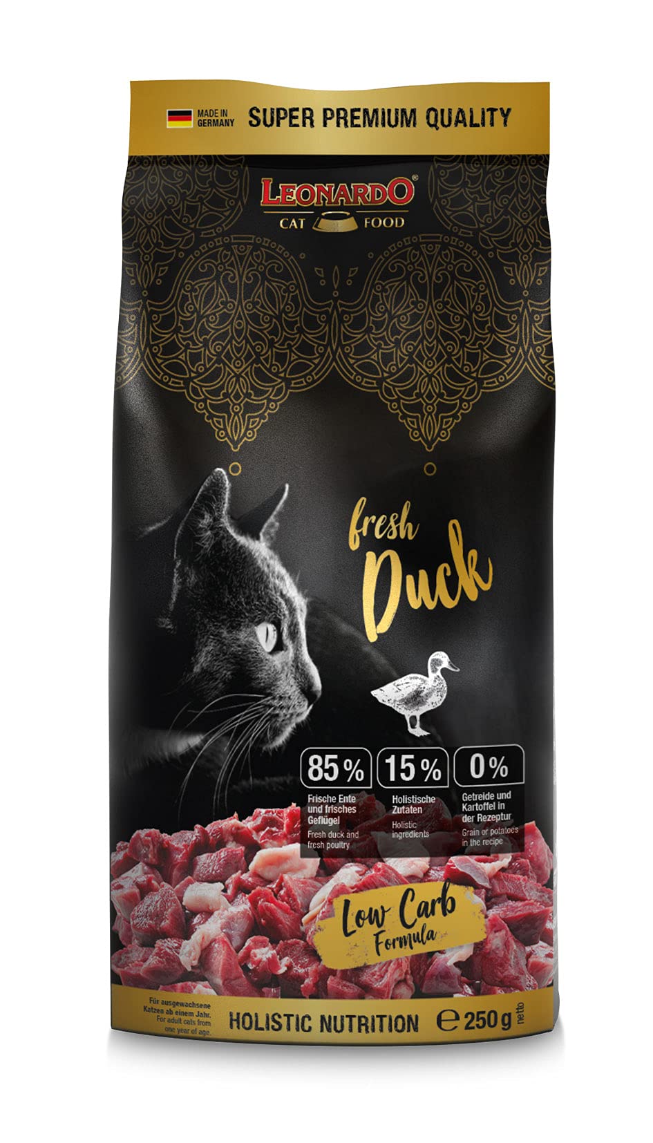 LEONARDO Fresh Duck [250 g] cat Food | Dry Food with 85% Fresh Meat for Cats| Complete Food for Adult Cats from 1 Year for All Breeds