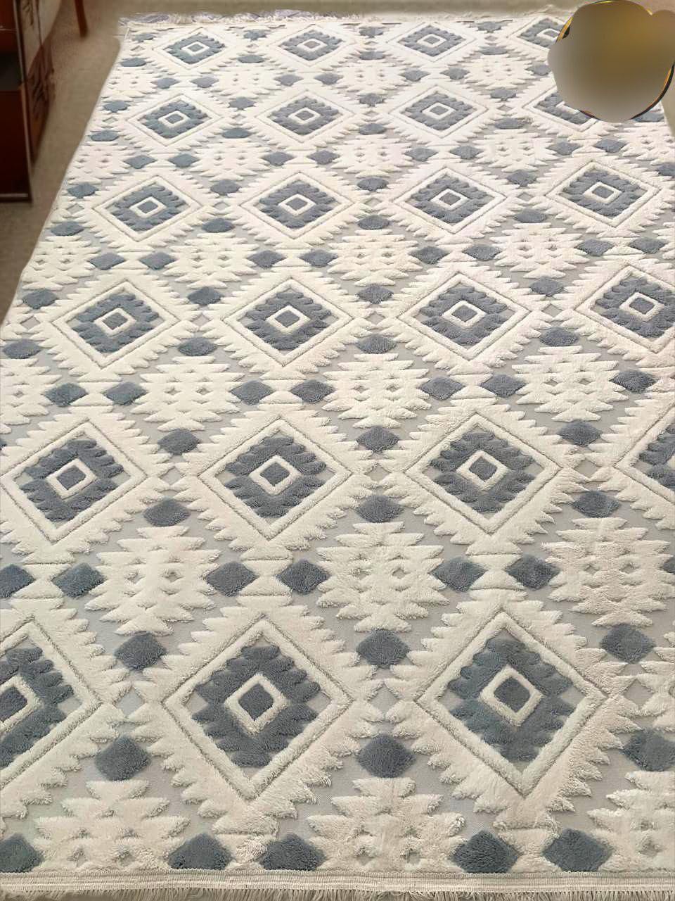 Geometric Jacquard Area Carpet, White and Burgundy, Modern Pattern, 2 x 3 Metres (gray)
